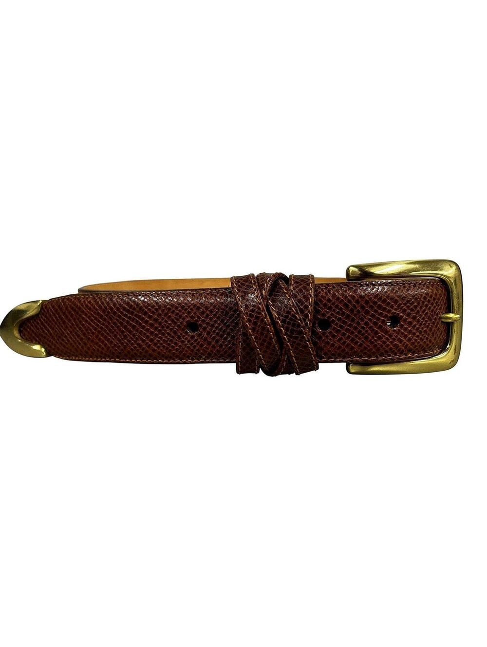 Brighton Brown Embossed Leather Belt with Brass Buckle vintage Y2K 90’s
